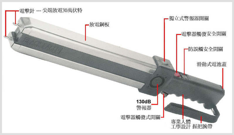 臺灣歐仕達(扁金鋼)BE999XL無敵黑鷹四用電擊器 臺灣歐仕達(扁金鋼)BE999XL無敵黑鷹四用電擊器